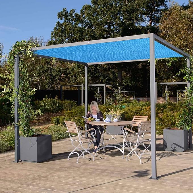Eden's Decor Straight Flat-Edged Sun Shade Sail Rectangular 4' x 14' Blue - Image 7
