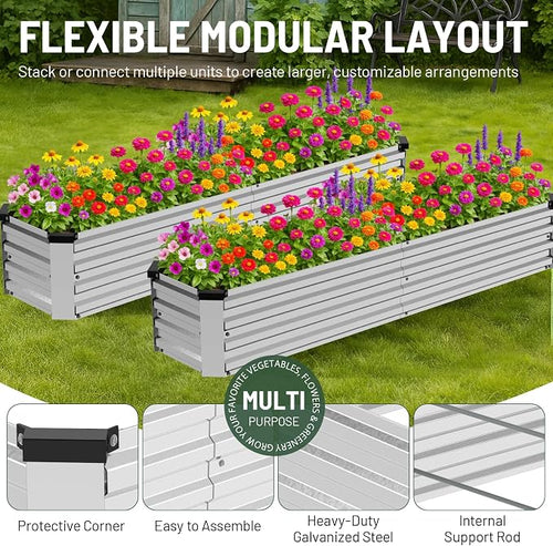 2 Pack 6x1.5x1FT Galvanized Metal Raised Garden Bed Kit - Image 2
