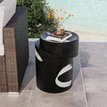 COSIEST Outdoor Side Table Black, Cylinder Shaped MgO Concrete Side Table by COSIEST