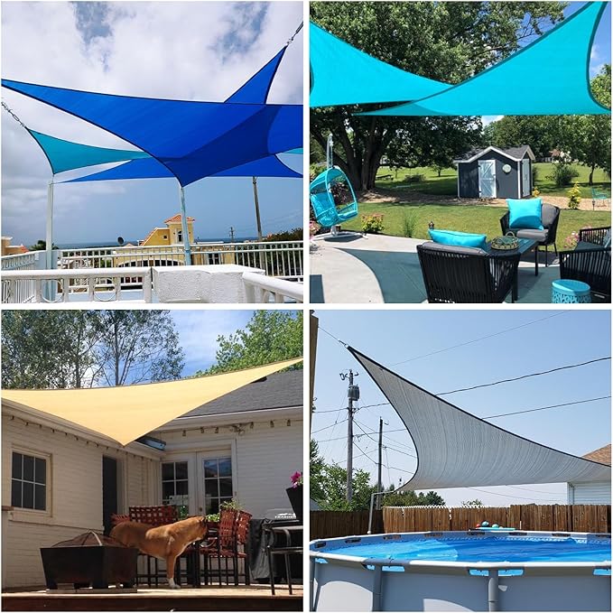 Patio Paradise 6' x 6' x 5'10" Sun Shade Sail Triangle Canopy, Permeable Shade - Image 2