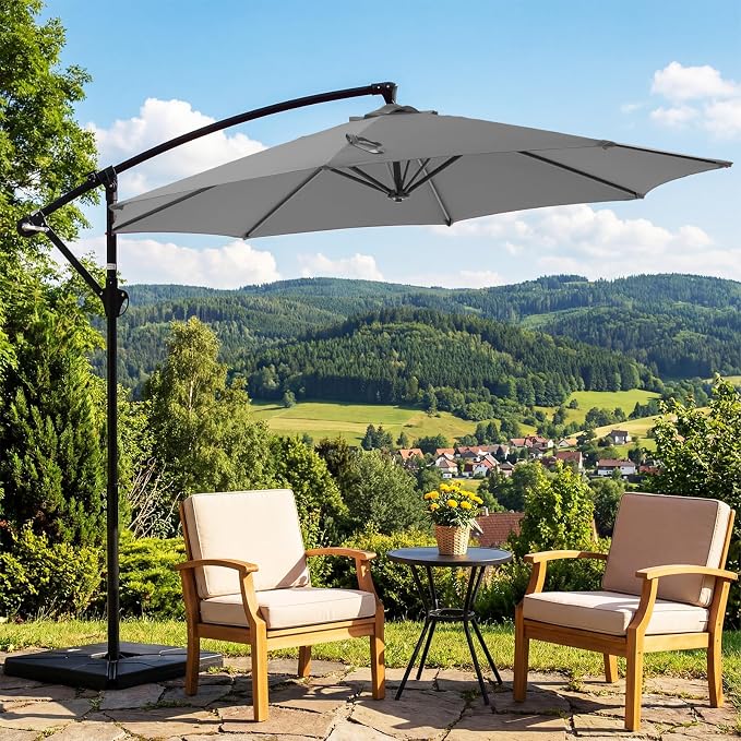 OLIXIS Offset Patio Umbrella, 9.7FT Cantilever Table Umbrellas - Image 6