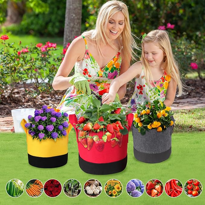 Grow Bags 5 Gallon, 6 Pack Fabric Plant Pots - Image 5