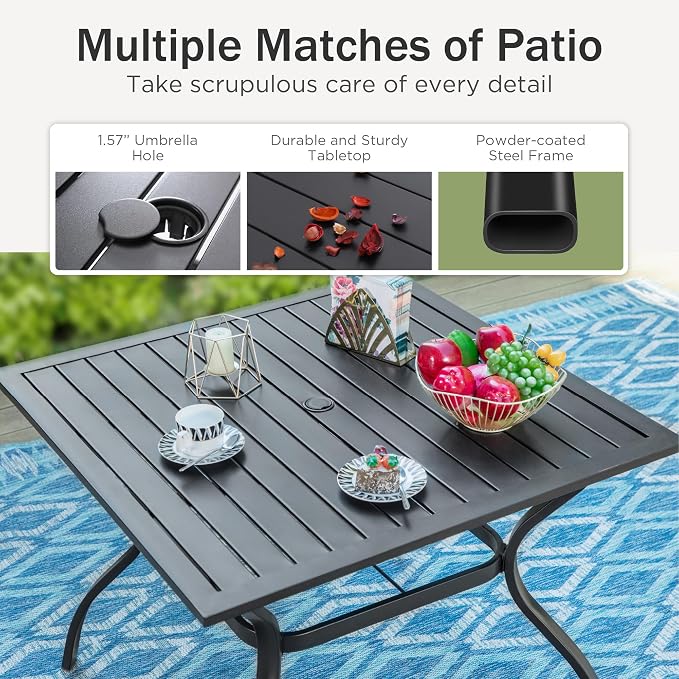 PHI VILLA 5 Pieces Outdoor Metal Dining Set - Image 5