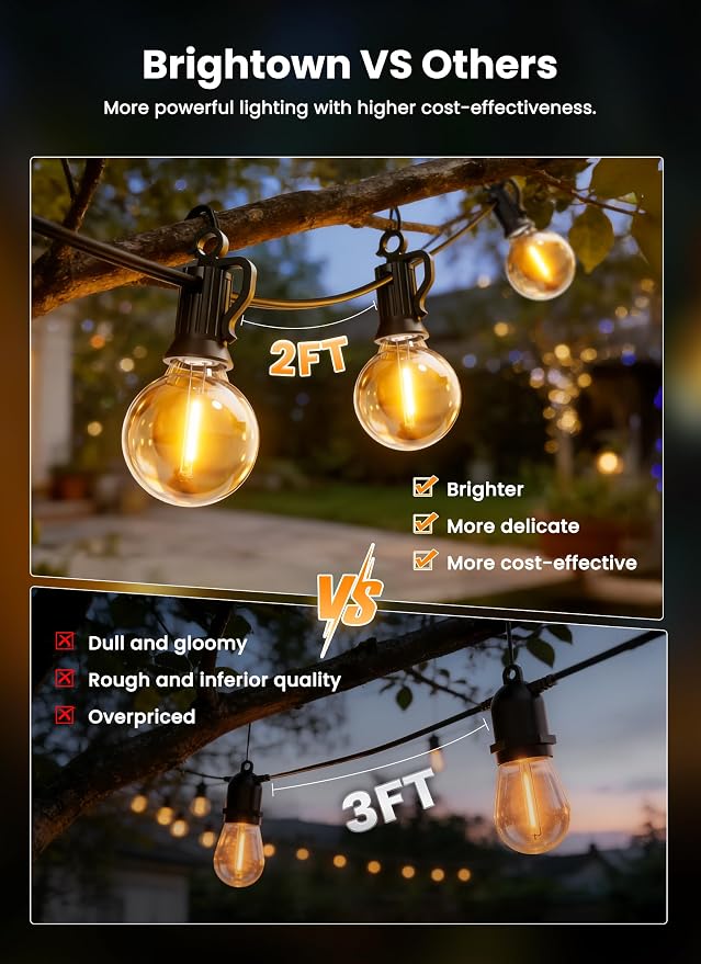 Brightown 58FT Solar String Lights Outdoor - Image 2