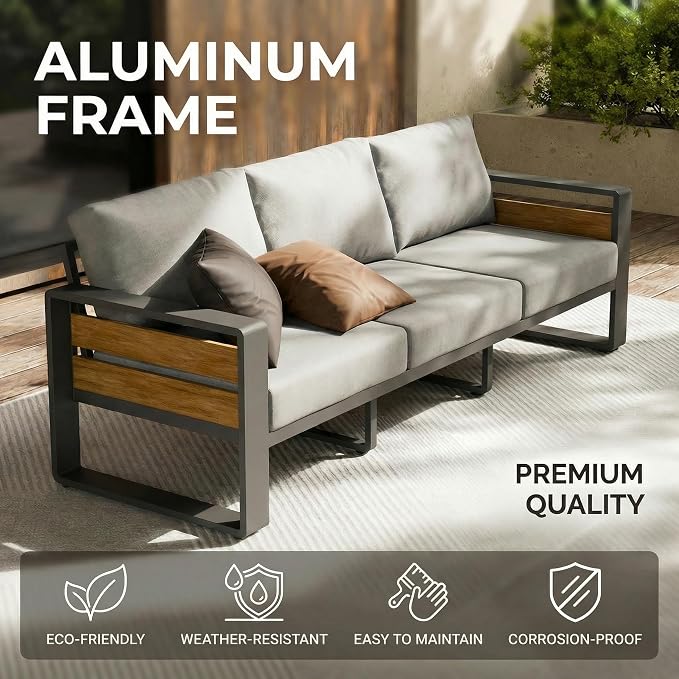 ZANDOR Aluminum Outdoor Patio Furniture Set, 5-Piece Metal Modern Outside - Image 8