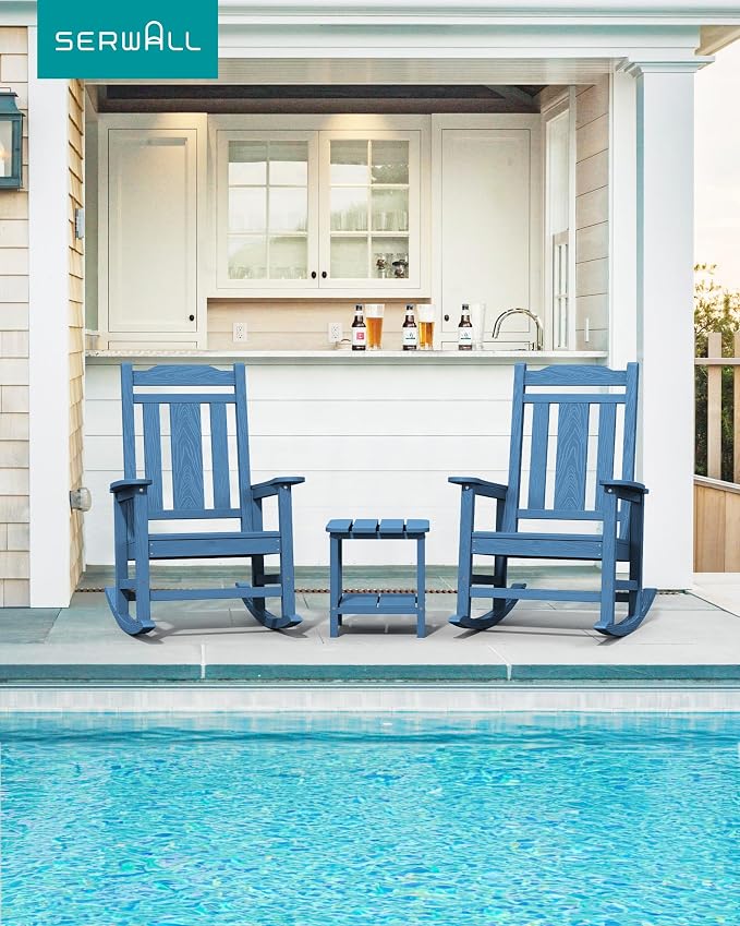 SERWALL Oversized Rocking Chair Set of 4 Outdoor, HDPE Outdoor Rocking Chair - Image 8