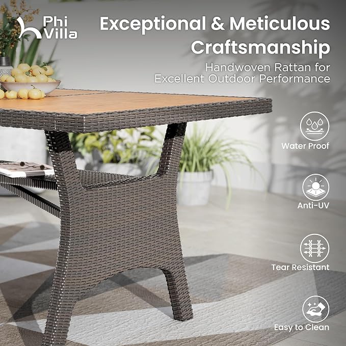 PHI VILLA Outdoor Dining Table for 6/8, Large Farmhouse Modern Furniture for - Image 4