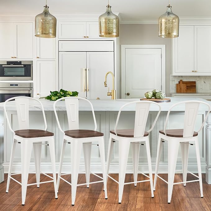 Yongqiang 24" Bar Stools Set of 4 Modern Farmhouse Counter Height Bar Chairs - Image 8