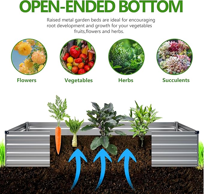 2PCS 9x3x1ft Galvanized Raised Garden Bed Kit, Galvanized Planter Raised Garden - Image 2