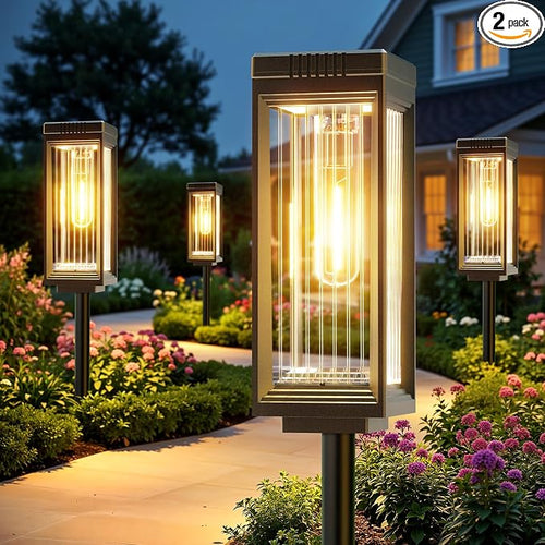 2 Pack Solar Pathway Lights Outdoor, Upgraded Solar Lights Outdoor Waterproof by ELECLINK