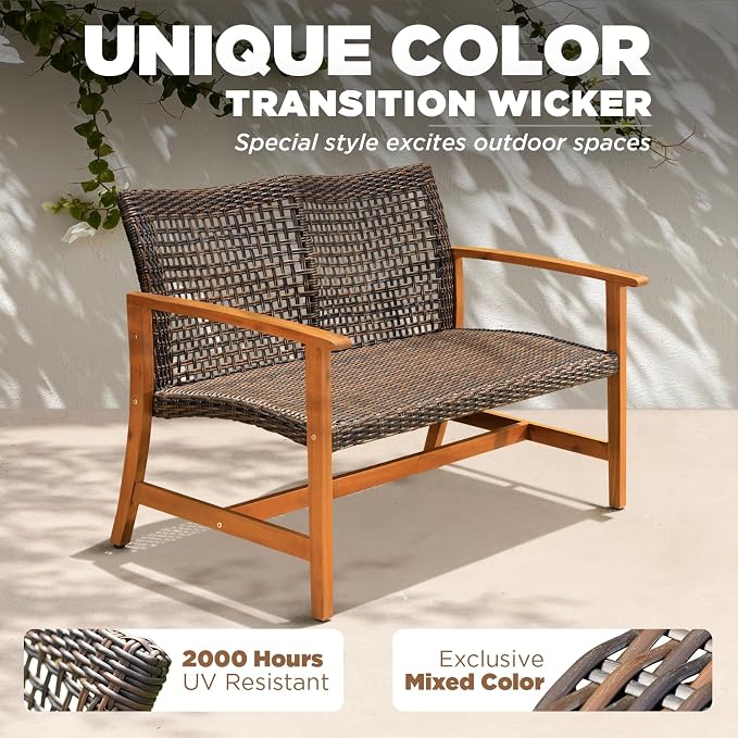 IDZO Harmonie 800lbs Capacity Outdoor Loveseat Furniture, FSC Certified Acacia - Image 3
