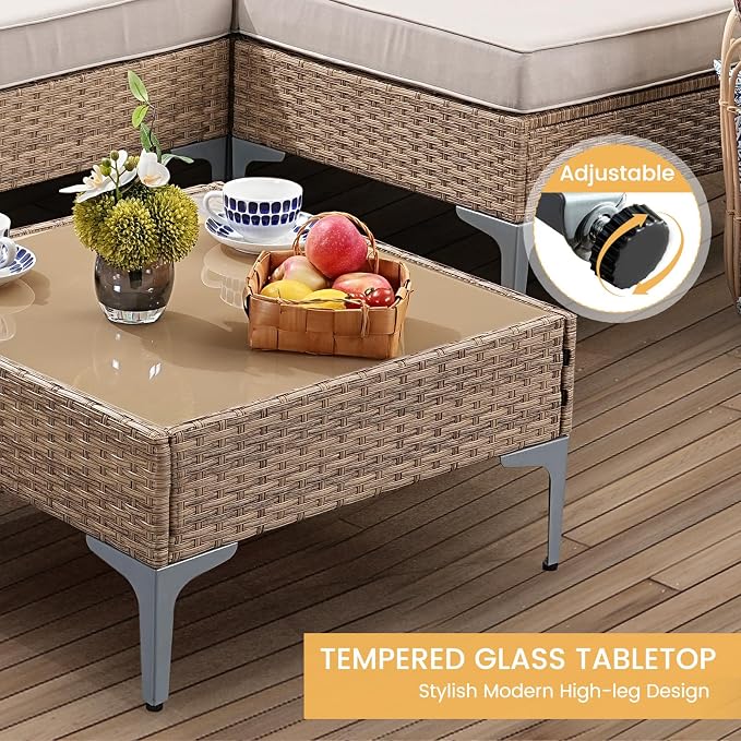 7 Piece Patio Furniture Set, Wicker Modular Outdoor Furniture - Image 4