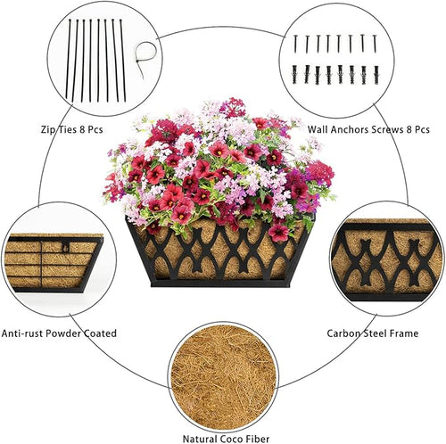 2 Pack 14 Inch Window Boxes Planters Railing Planter Box - Image 2