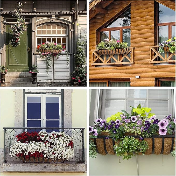 bboUod 2 pcs Garden Coconut Planter Liners Preformed Window Box Liners Natural - Image 3