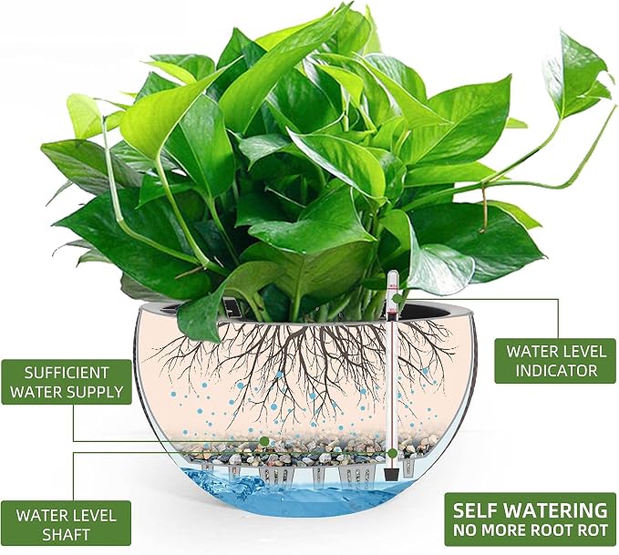 Dexceder 9 Inch Self Watering Hanging Planters Indoor Outdoor, Thickened - Image 2