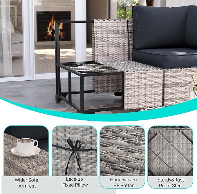 7 Pieces Outdoor Patio Furniture Set - Image 4