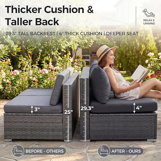 NICESOUL 9 Piece Outdoor Patio Garden Furniture Set - Image 7