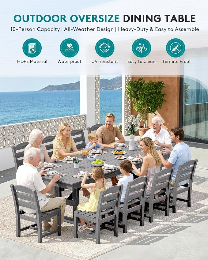 SERWALL Outdoor Dining Chairs Set of 4, All-Weather HDPE Patio Chair - Image 6