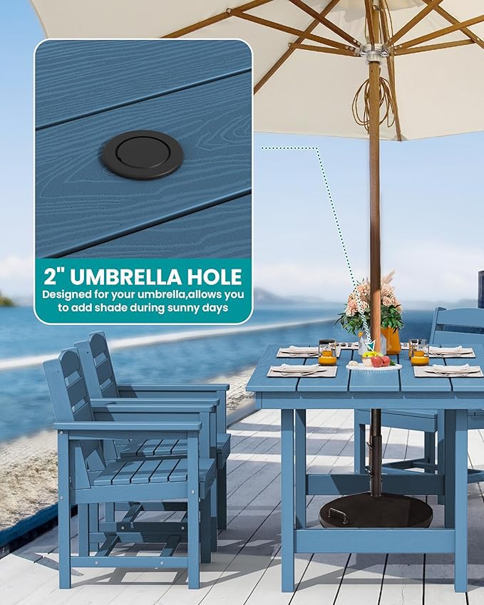 SERWALL Patio Dining Sets for 6 Person, HDPE Dining Set - Image 4