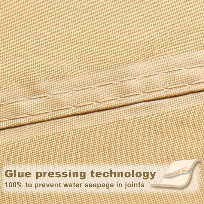 SUNNY GUARD Waterproof Sun Shade Sail 9' x 12' Sand Rectangle UV Block Sunshade - Image 3