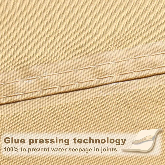 SUNNY GUARD Waterproof Sun Shade Sail 8'x11'x13.6' Sand Right Triangle UV Block - Image 4
