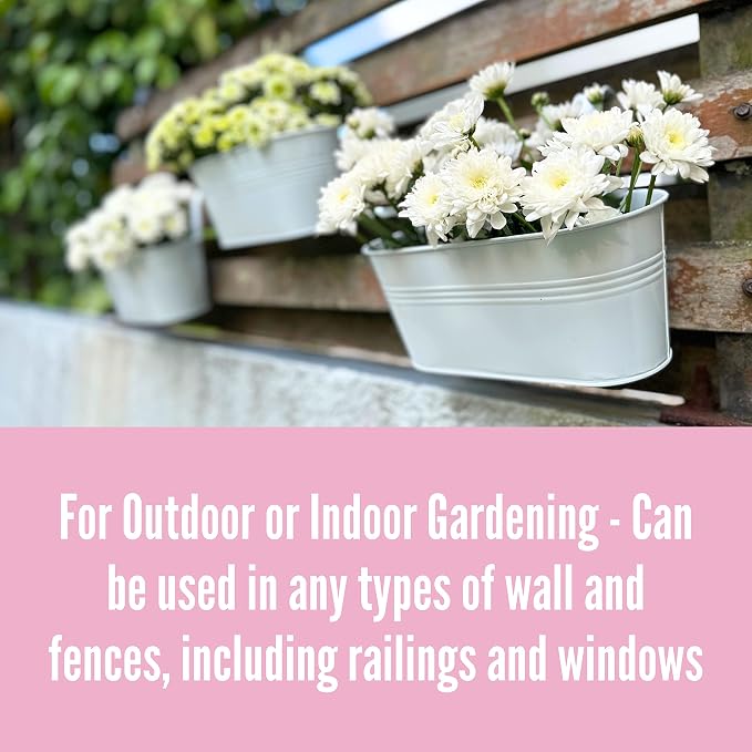 LaLaGreen Outdoor Rail Planter Metal Iron Hanging Flower Pot Deck Railings - Image 9