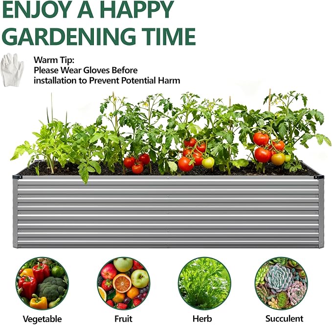 Vengarus 12x2x2FT Galvanized Raised Garden Bed Kit, Large Rectangle Elevated - Image 6