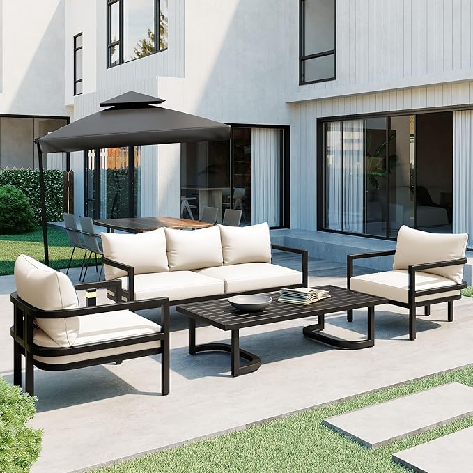 Merax 4 Piece Sectional Furniture Patio Sofa Multi-Person Outdoor Steel Sofa Set by Merax