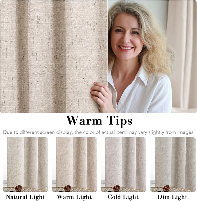 H.VERSAILTEX Blackout Linen Curtains, 100% Blackout Drapes Textured Blackout - Image 5