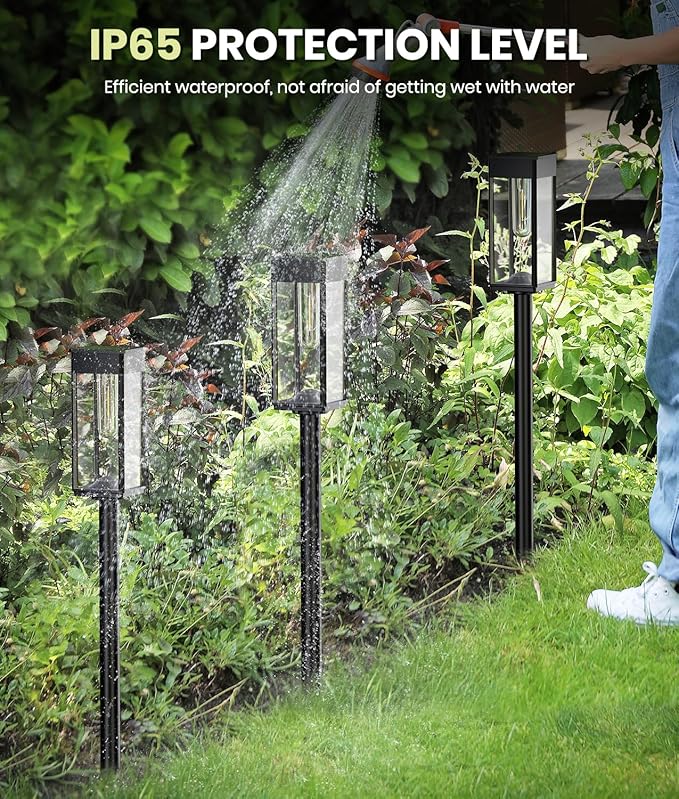 Solar Pathway Lights Outdoor, 2 Pack Solar Garden Lights IP65 Waterproof - Image 4