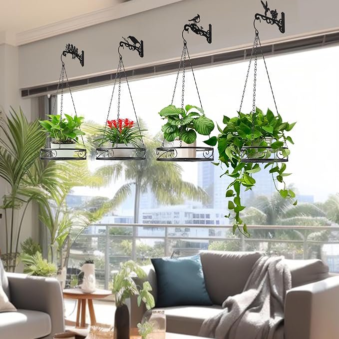 4-Pack Aesthetic Wall Plant Hanger Indoor and Outdoor – 10 Inch Metal Hanging - Image 9