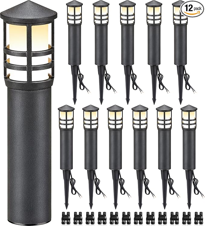 SUNVIE 12-Pack Low Voltage Landscape Pathway Lights 3W Outdoor Landscape by SUNVIE