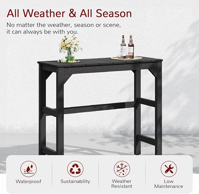 Stoog 3-Pieces Patio Bar Set, All-Weather HIPS Outdoor Bar Stools Set of 2 - Image 3