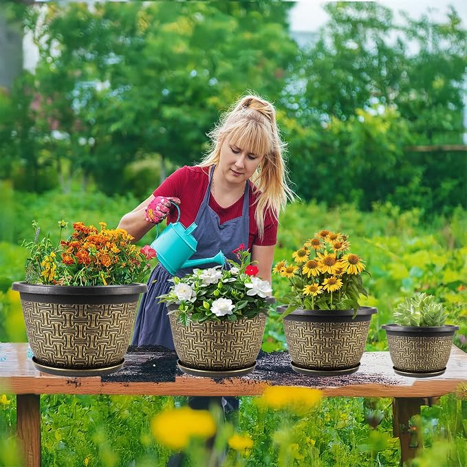 8 Inch Plant Pots, 4 Pack Flower Pot Outdoor - Image 8
