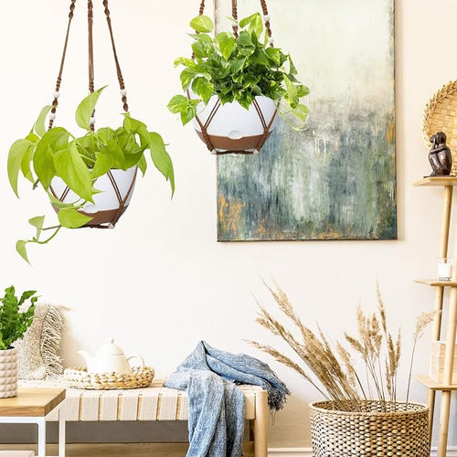 2 Pack Hanging Planters Set, 10 Inch Indoor Outdoor Hanging Plant Pot Basket - Image 2