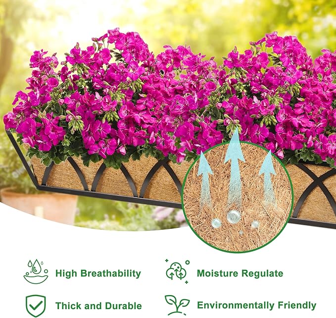 Y&M 2Pcs 24" Trough Coco Fiber Replacement Liner, Pre-Formed Window Deck Coco - Image 4