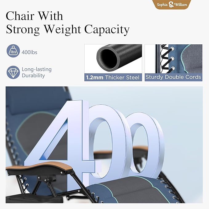 Sophia & William Oversized XXL Zero Gravity Chair Set of 2, Outdoor Recliner - Image 4