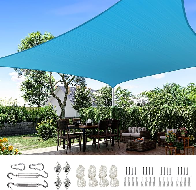 Quictent 20x16ft Rectangular Sun Shade Sail 185G HDPE Canopy 98% UV Block by QUICTENT