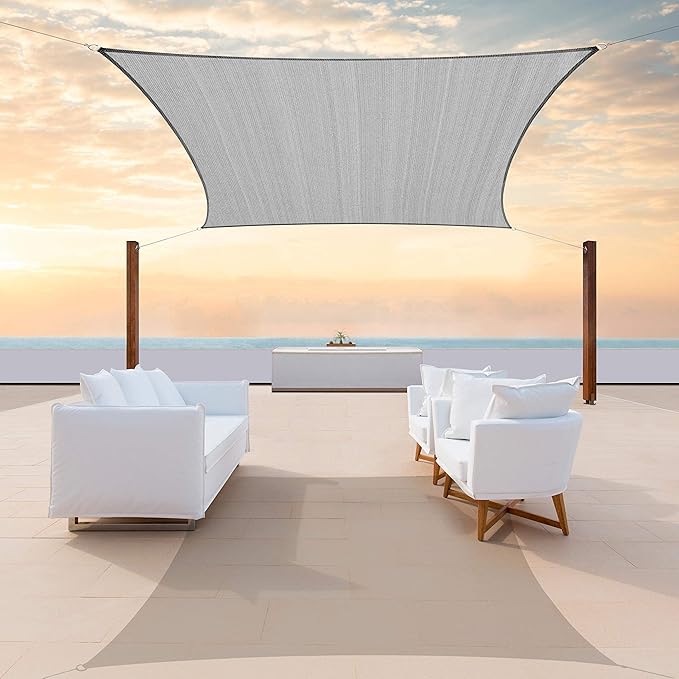 ColourTree TAPR1616 Custom Size 13' x 21' Grey Sun Shade Sail Canopy UV Block by ColourTree