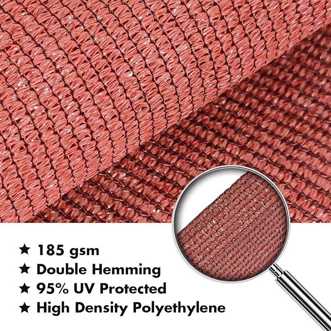 KANAGAWA Sun Shade Sail 12'x12' Rust Red Square UV Block Canopy Awning Shelter - Image 5