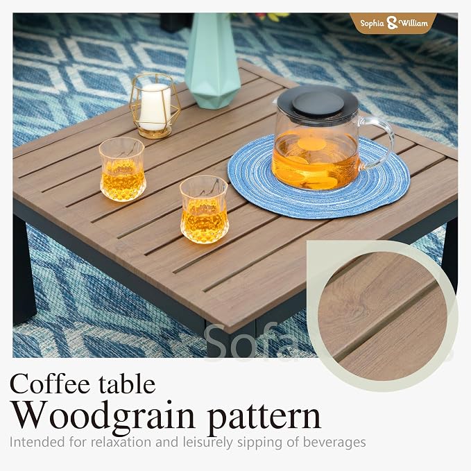 Sophia & William 6 Pieces Patio Furniture Set, Outdoor Metal Sectional Sofa - Image 7
