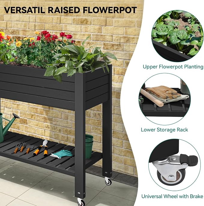 YITAHOME 43.3x17.7x34 in Elevated Garden Bed, Outdoor Plastic Planter Box - Image 2