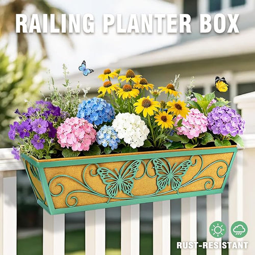 2 Pack 24 Inch Window Boxes Planter Railing Planters Box - Image 2