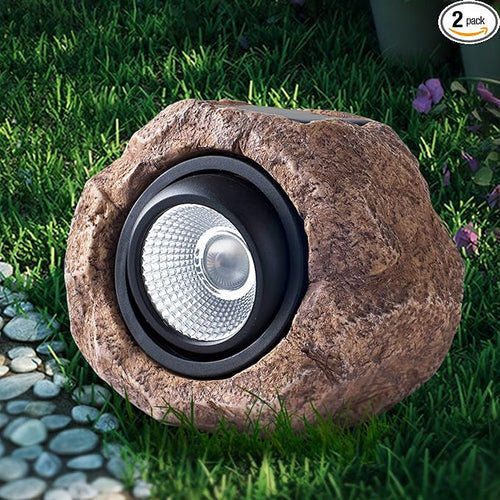 2 Pack Solar Rock Lights, Outdoor Decorative Garden Spotlights by VISFLAIR
