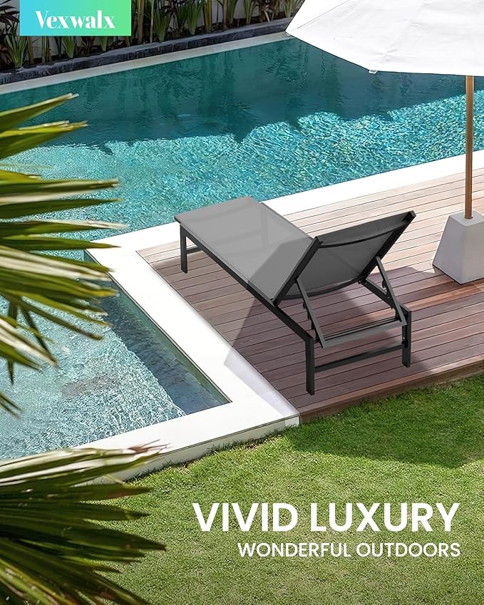 Outdoor Lounge Chair for Pool, Aluminum Chaise Lounge Chairs - Image 2