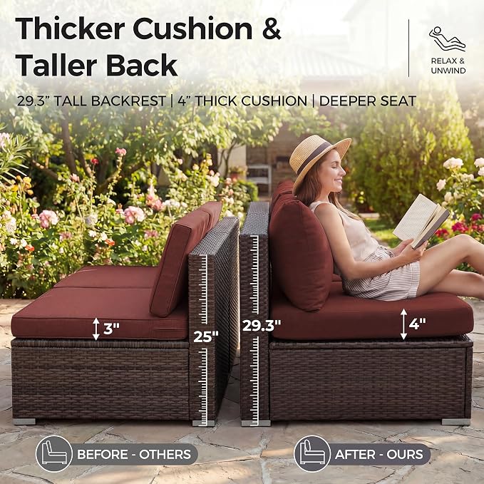NICESOUL 9 Pcs Large Outdoor Patio Furniture Set - Image 7