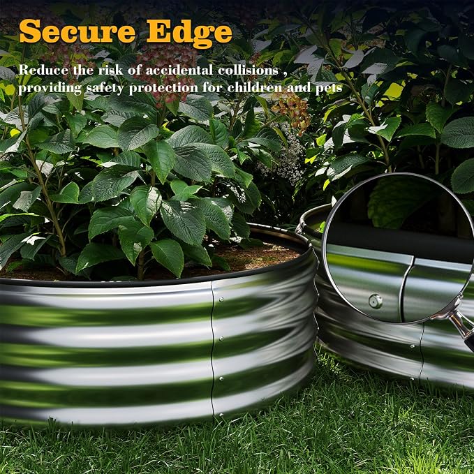 Garden Box Raised Flower Bed Galvanized Metal Planter Round Raised Garden Bed - Image 5
