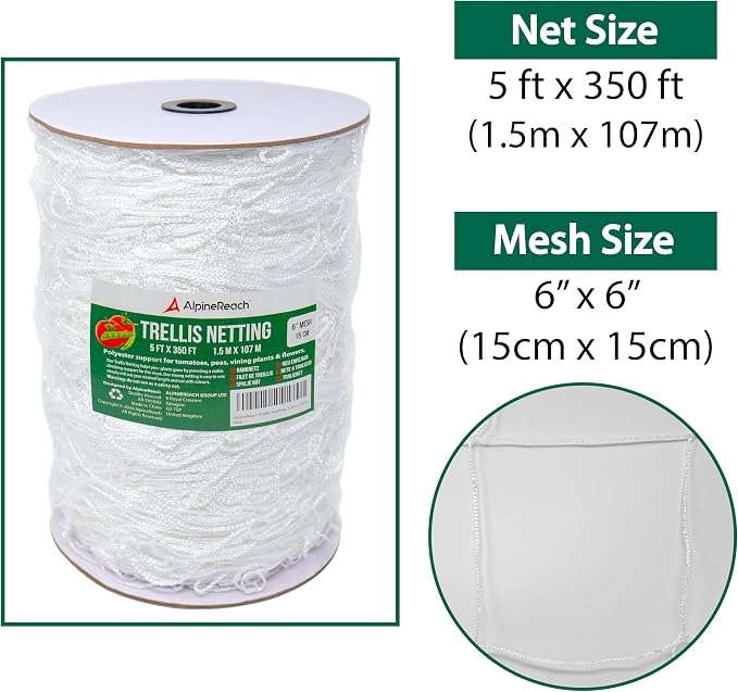 AlpineReach Trellis Netting 5 x 350 ft Heavy Duty Polyester White - Image 2