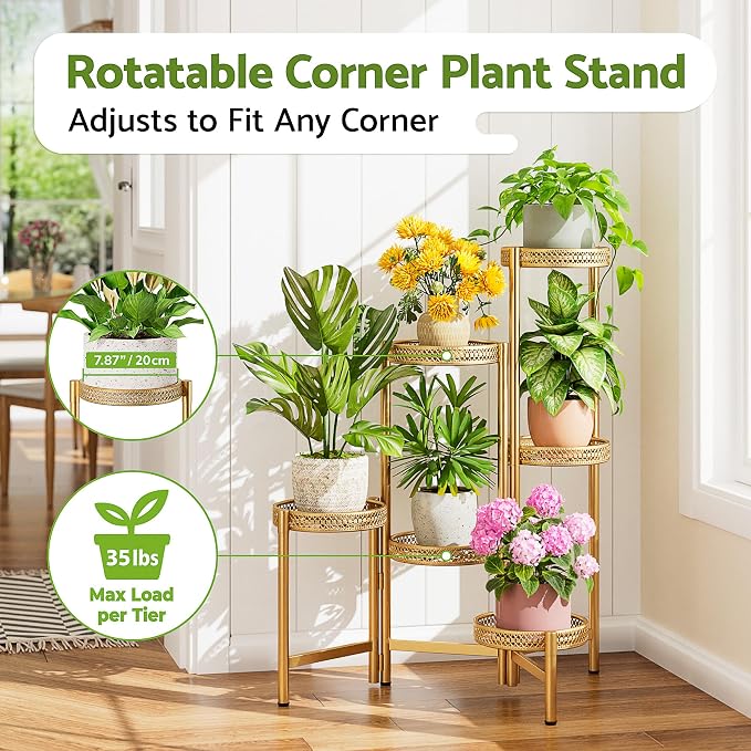 7 Tiered Metal Corner Plant Stand Indoor Outdoor, Tall Large Folding Rack - Image 2