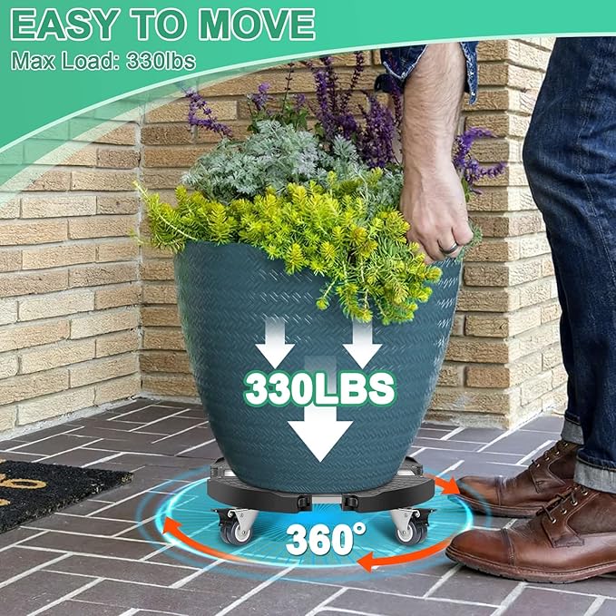 sanyi Plant Caddy with Wheels, 2 Pack 8-21" Adjustable Rolling Plant Stands - Image 2